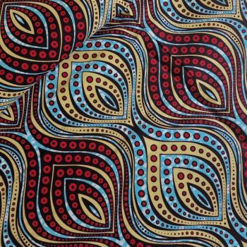 Afrikanischer Wax Print Stoff Baumwolle RED BLUE DIAMONDSS